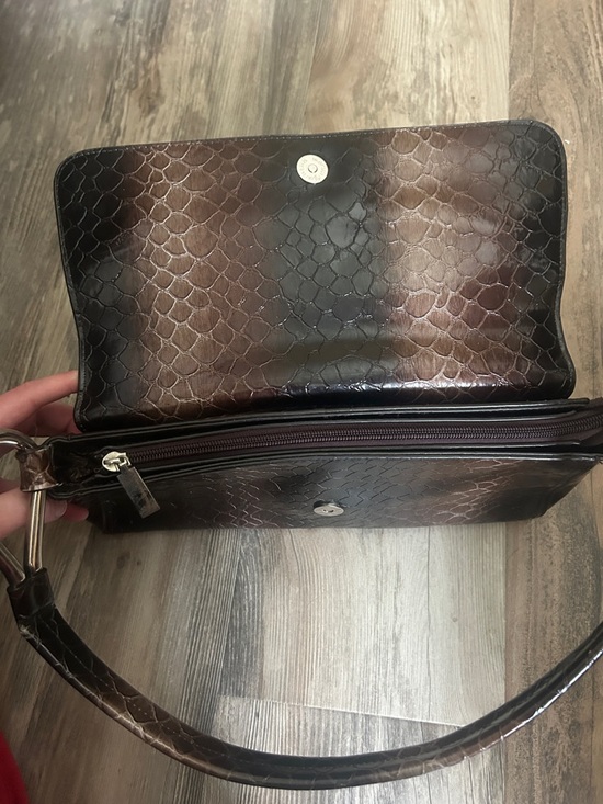 Prada Dark Brown Croc-Embossed Shoulder Bag - Picture 6 of 7